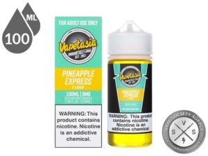 Pineapple Express Vapetasia 100ml bottle in front of its box