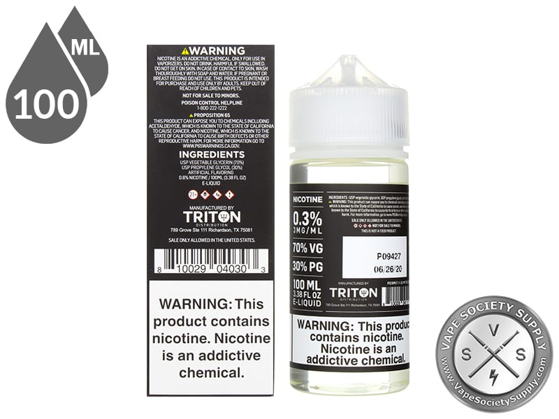 Pink Lemonade Vapetasia 100ml bottle next to the box back with ingredients