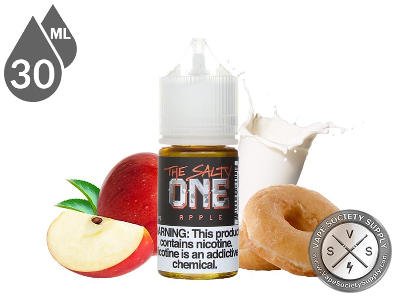 Apple THE SALTY ONE 30ml bottle with an apple, a donut and milk