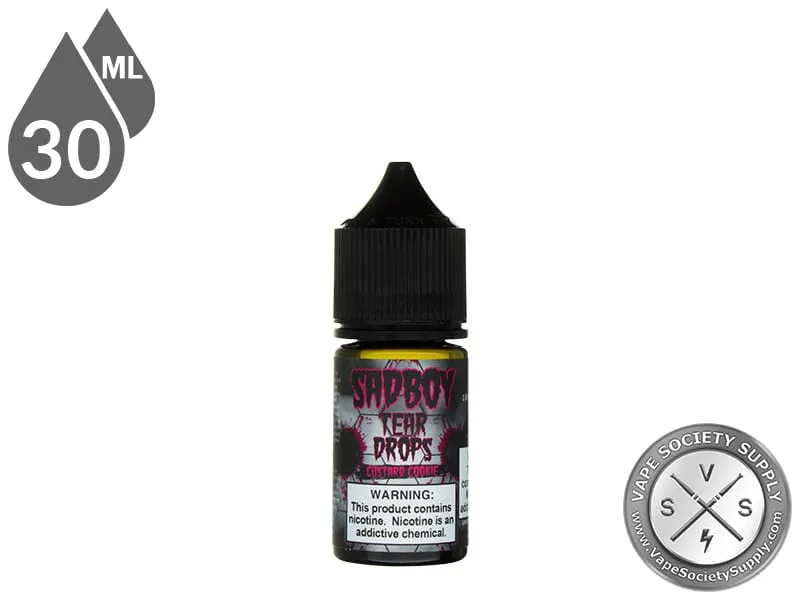Custard Cookie by SadBoy Salts 30ml in an older SadBoy Tear Drops bottle, front label