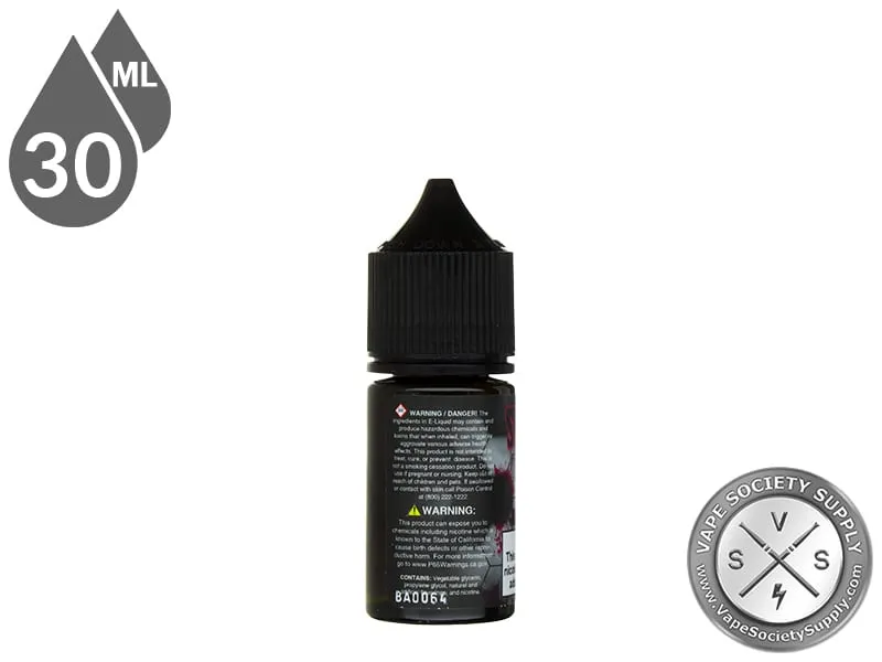 Custard Cookie by SadBoy Salts 30ml in an older SadBoy Tear Drops bottle, back label with warnings
