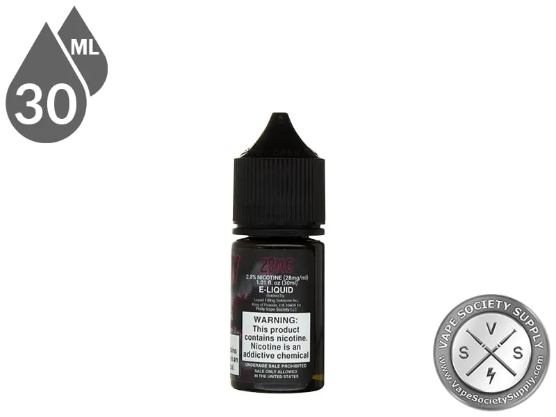 Custard Cookie by SadBoy Salts 30ml in an older SadBoy Tear Drops bottle, side label with the nicotine strength