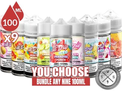 Hi Drip Bundle 9x100ml (900ml): 9 bottles with a You Choose banner
