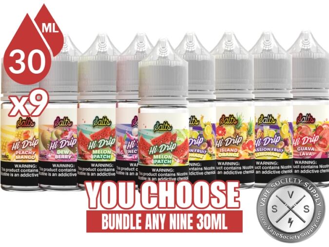 Hi Drip Salts Bundle 9x30ml (270ml): 9 bottles with a You Choose banner
