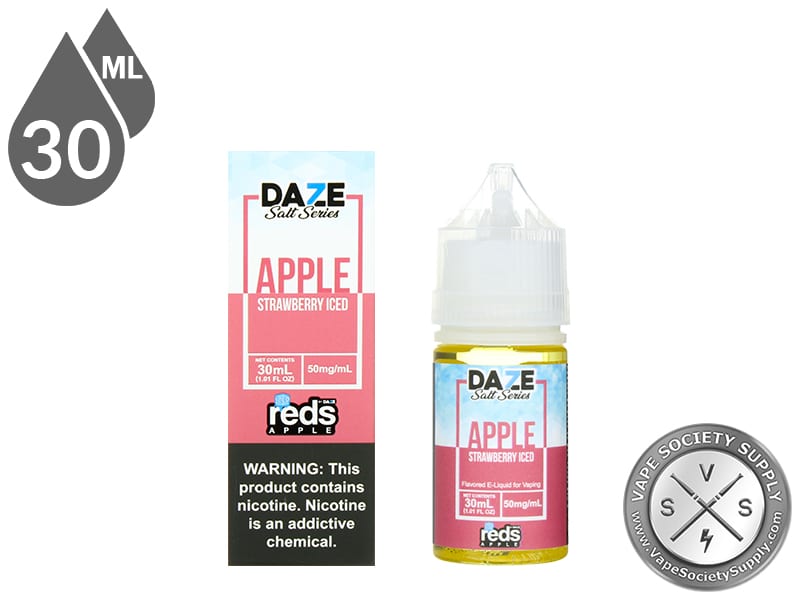 Strawberry Iced Reds Apple 7 Daze Salt 30ml bottle and box