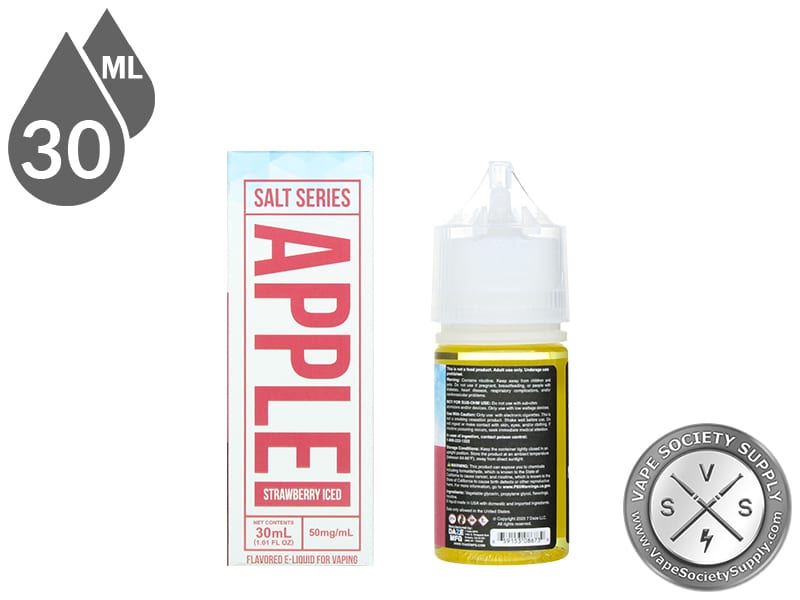 Strawberry Iced Reds Apple 7 Daze Salt 30ml box side and bottle label