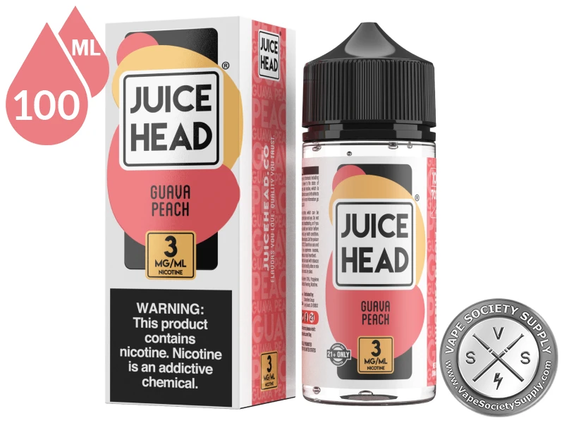 Guava Peach Juice Head 100ml bottle and box