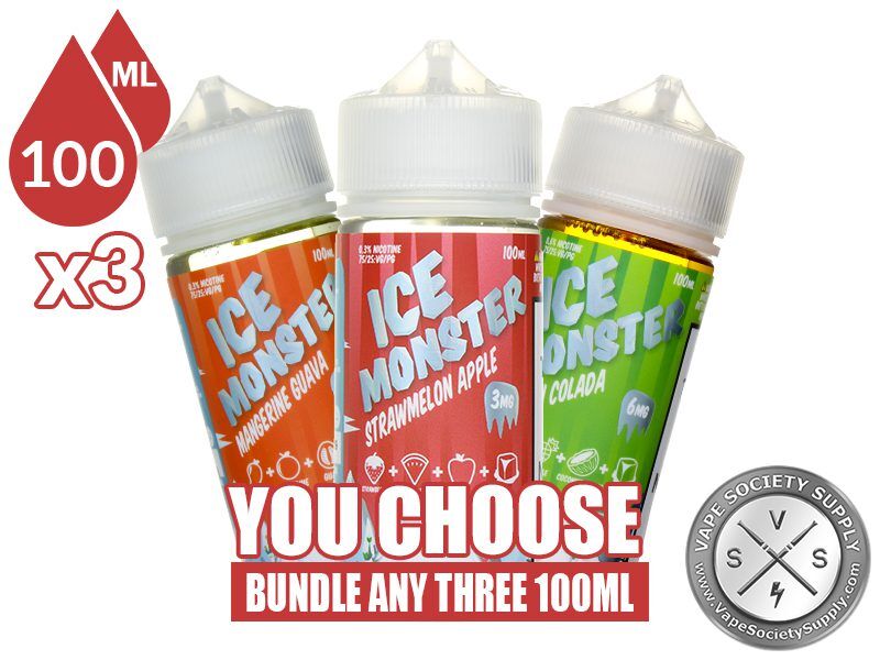 Ice & Frozen Fruit Monster Bundle 3x100ml (300ml): 3 bottles with a You Choose banner