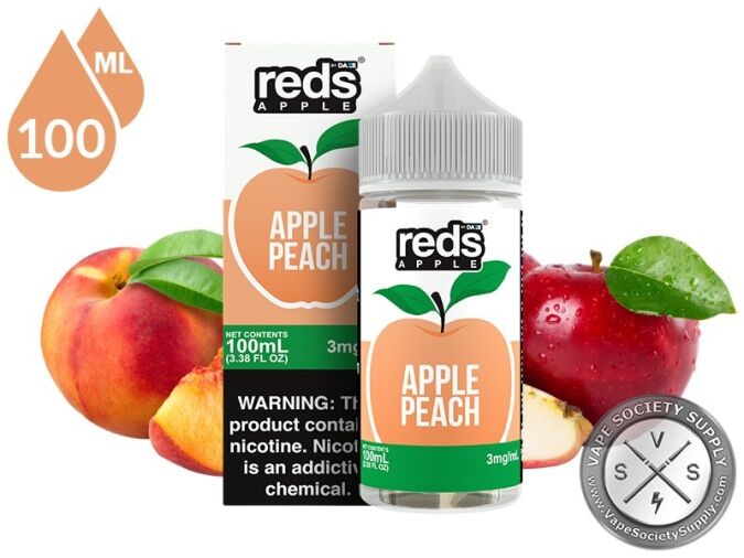 Peach Reds Apple 7 Daze 100ml bottle and box with peaches and red apples