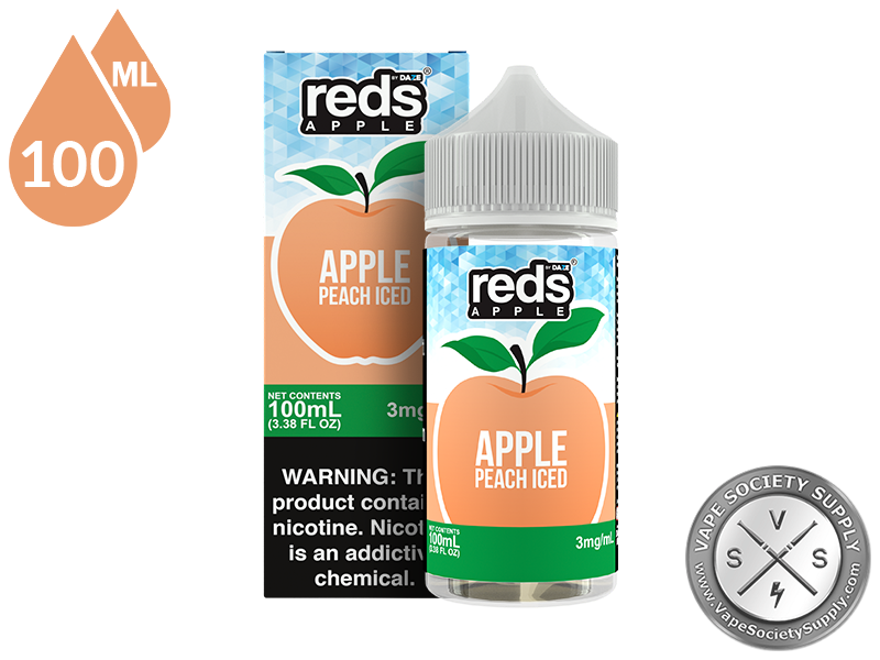 Peach Iced Reds Apple 7 Daze 100ml bottle and box