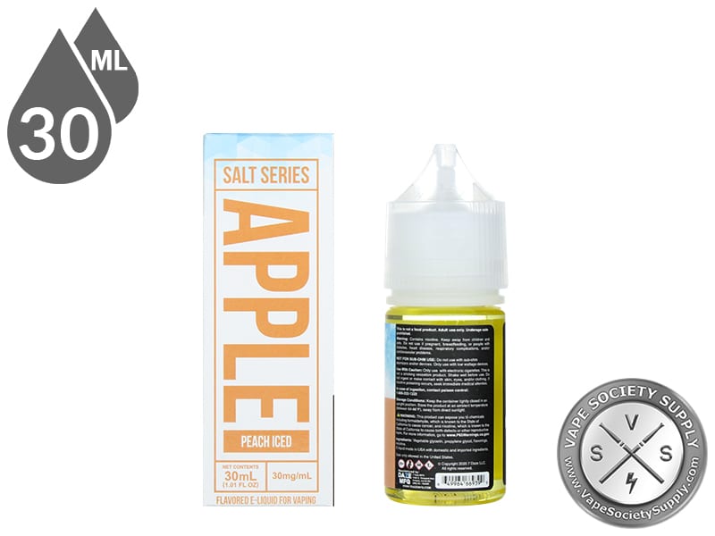 Peach Iced Reds Apple 7 Daze Salt 30ml box side and bottle label