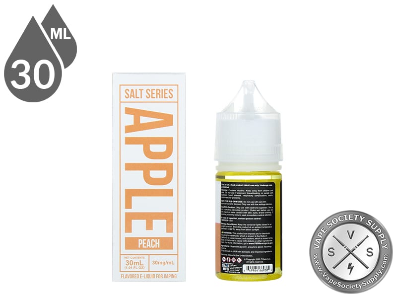Peach Reds Apple 7 Daze Salt 30ml box side and bottle label