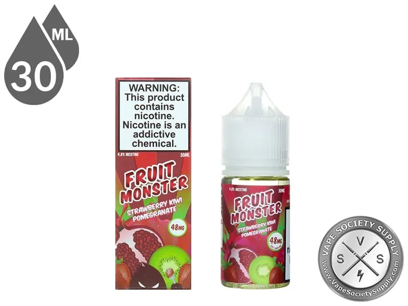 Strawberry Kiwi Pomegranate Fruit Monster Salt 30ml bottle in front of its box