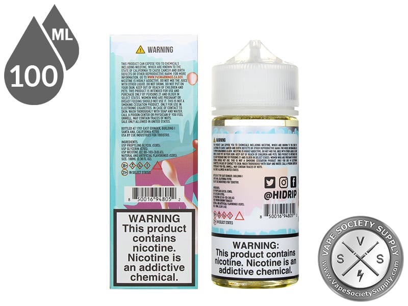 Guava Lava Iced by Hi Drip 100ml box and bottle, back labels