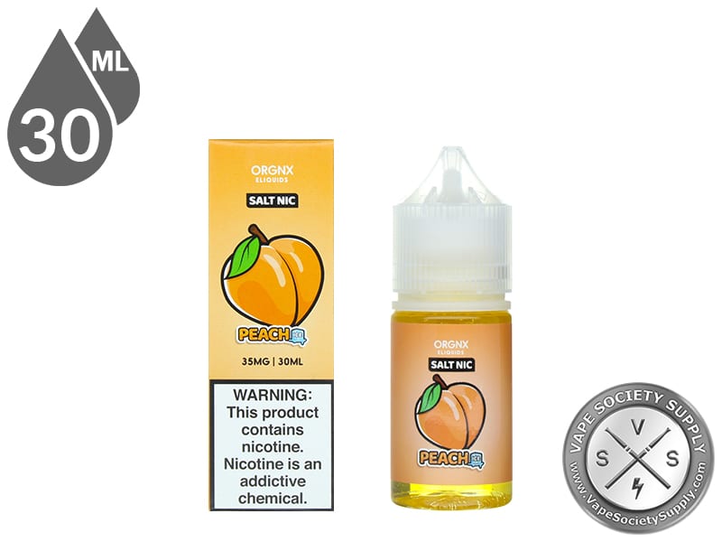 Peach Ice by ORGNX Salt Nic 30ml bottle and box