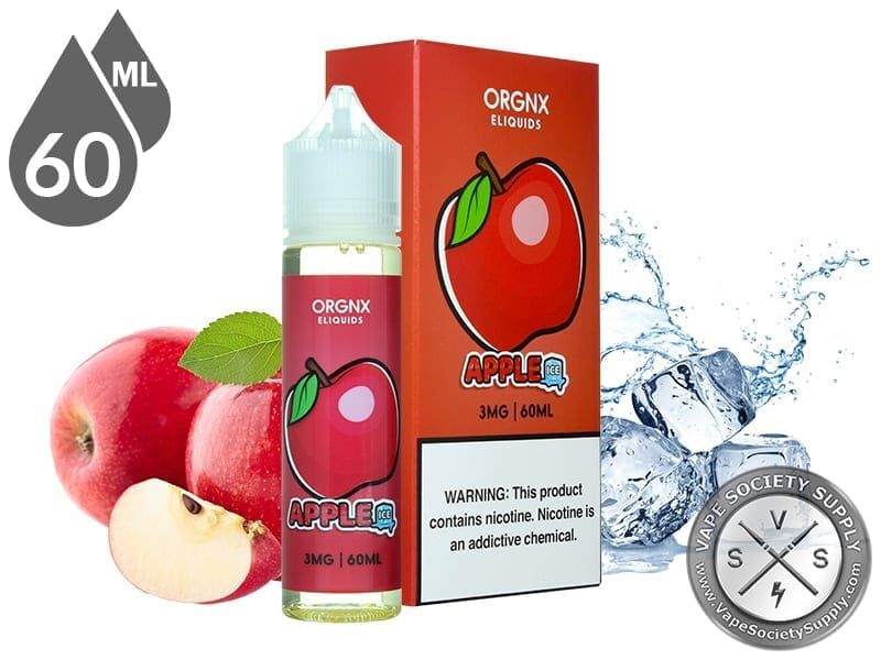 Apple Ice by ORGNX 60ml bottle and box with red apples and ice