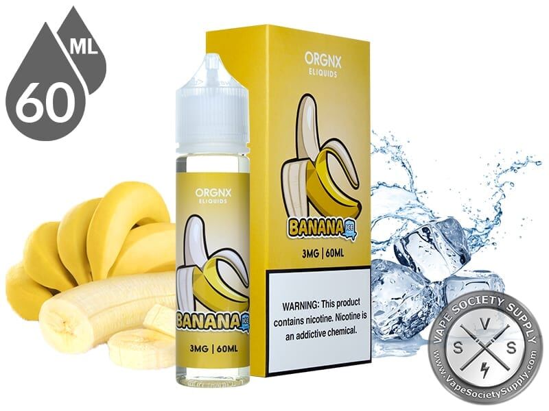 Banana Ice by ORGNX 60ml bottle and box with bananas and ice