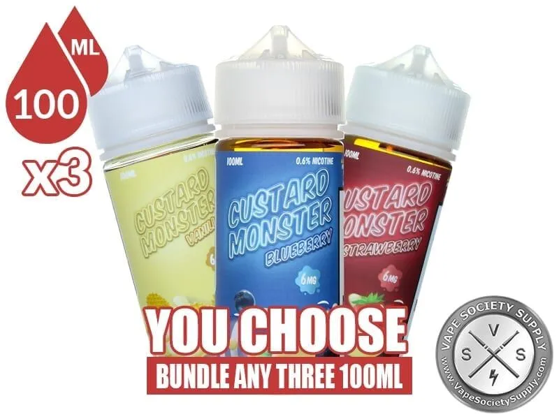 Custard Monster Bundle 3x100ml (300ml): 3 bottles with a You Choose banner