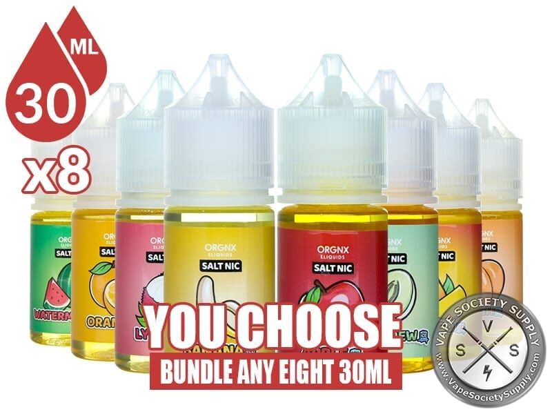 ORGNX Salt Nic Bundle 8x30ml (240ml): 8 bottles with a You Choose banner