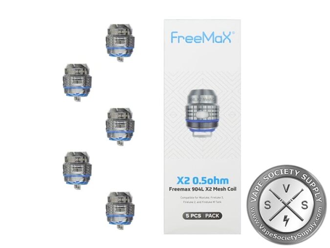 Five FreeMax 904L X2 coils with the X2 0.5Ω box