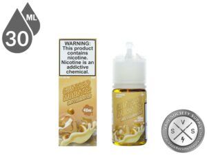Butterscotch Custard Monster Salt 30ml bottle in front of its box