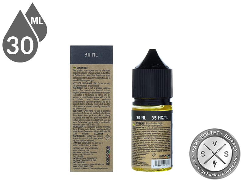 Original Granola Bar by YOGI Salt 30ml box and bottle, back labels