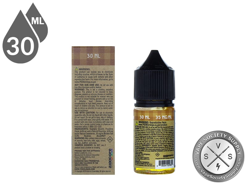 Vanilla Tobacco Granola Bar by YOGI Salt 30ml box and bottle, back labels