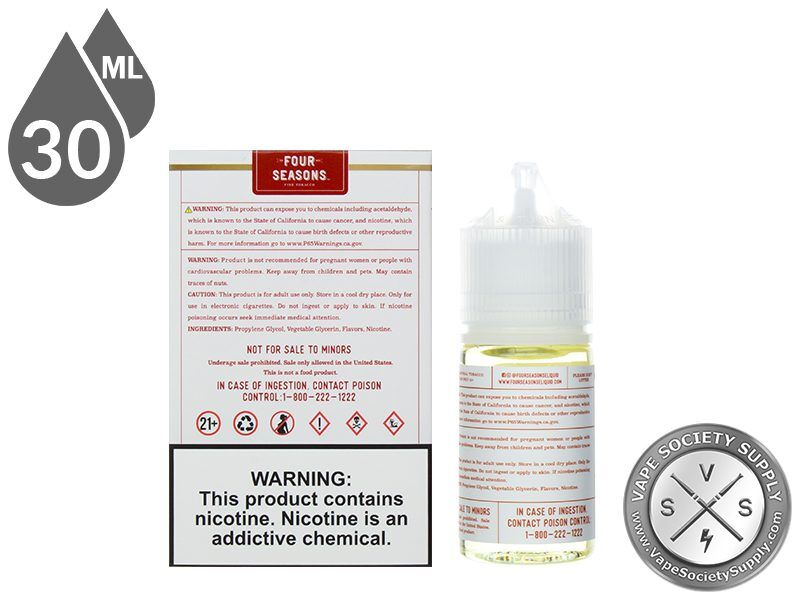 American Tobacco by Four Seasons Salt 30ml box and bottle, back labels