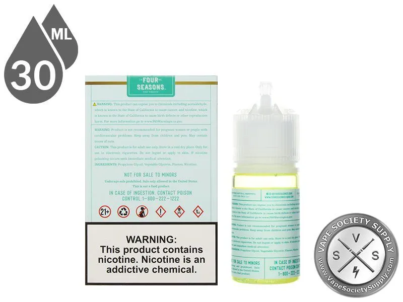 Menthol by Four Seasons Salt 30ml box and bottle, back labels