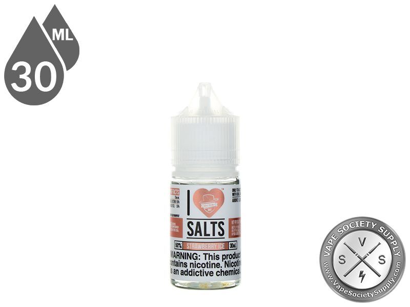 Strawberry Ice by Mad Hatter I Love Salts 30ml bottle, front label