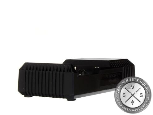 Nitecore D2 charger from the side, showing its finned body