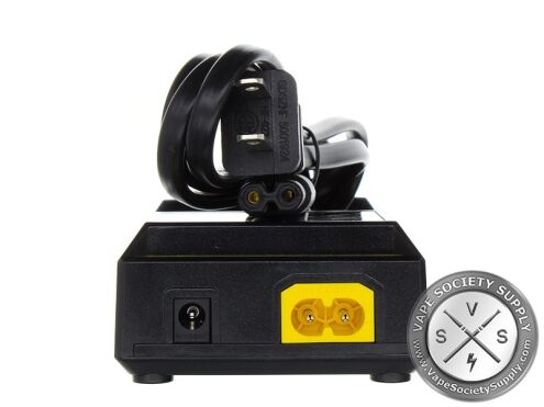Back of the Nitecore D2: a DC input, an AC socket and the power cord