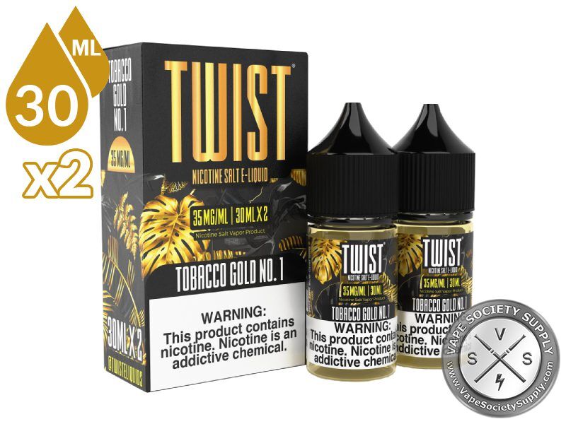Tobacco Gold No. 1 by Twist Salt 60ml bottles and box