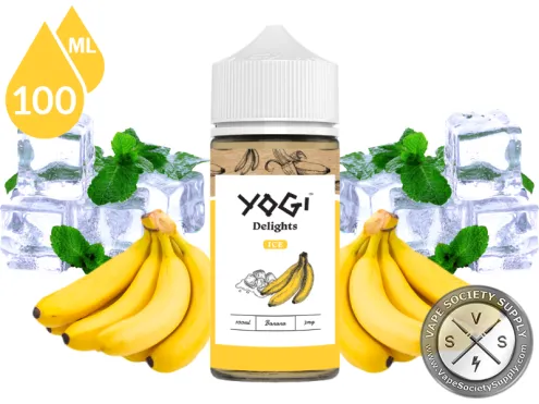 Banana Ice by YOGI Delights 100ml bottle with bananas, mint leaves and ice cubes