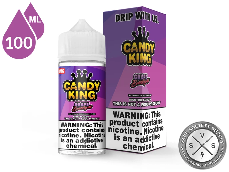 Grape Bubblegum Candy King 100ml bottle and box