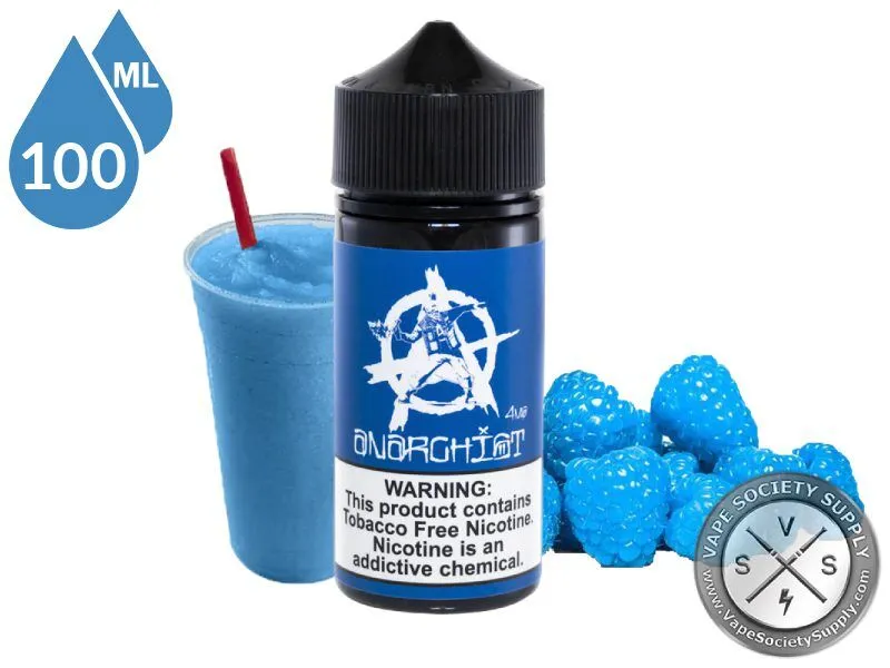 Blue by Anarchist 100ml bottle with a blue slushie and blue raspberries