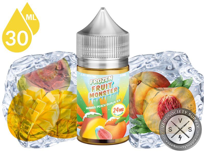 Mango Peach Guava Ice Frozen Fruit Monster Salt 30ml bottle with mango, peaches and ice
