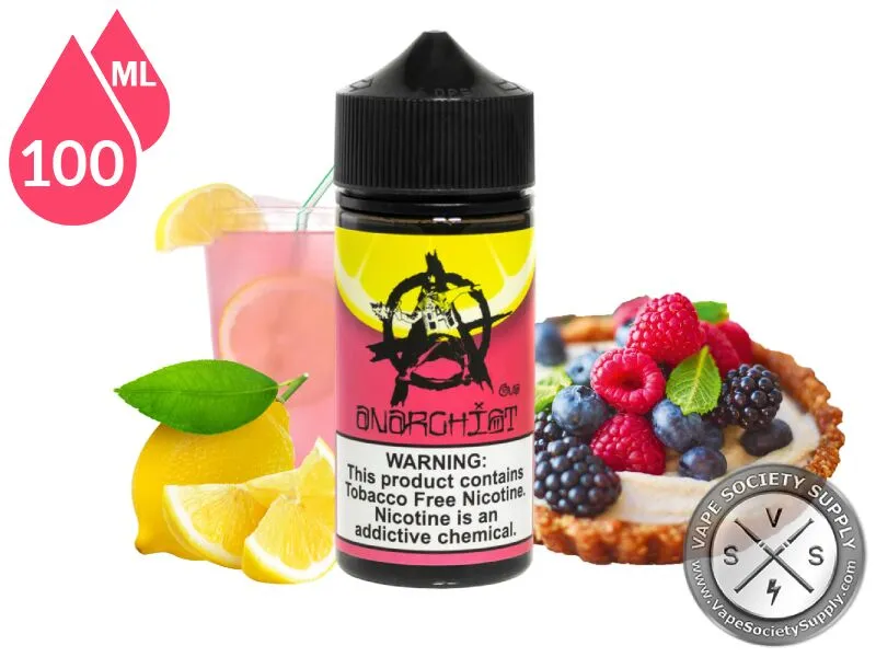 Pink Lemonade by Anarchist 100ml bottle with pink lemonade, lemons and a berry tart