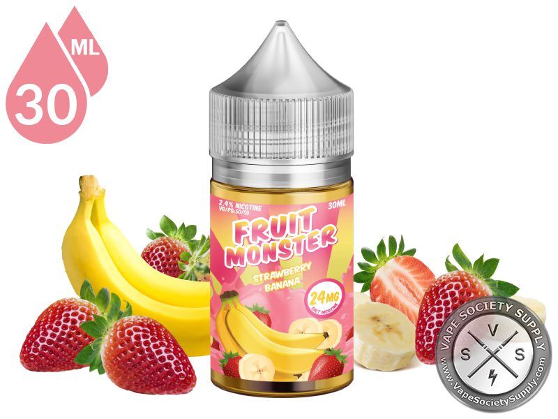 Strawberry Banana Fruit Monster Salt 30ml bottle with bananas and strawberries