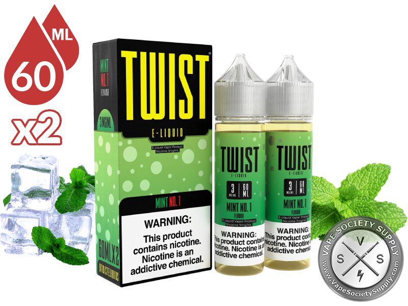 Mint No. 1 by Twist 120ml bottles and box with ice cubes and mint leaves