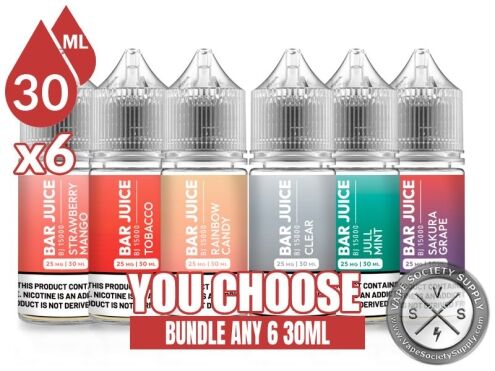 Bar Juice Salts Bundle 6x30ml (180ml): 6 bottles with a You Choose banner