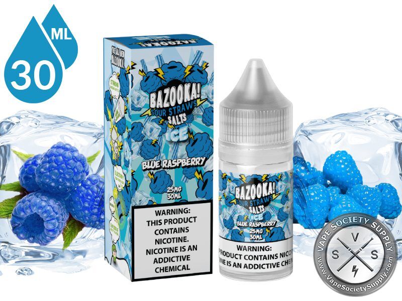 Ice Blue Raspberry BAZOOKA SOUR STRAWS SALT