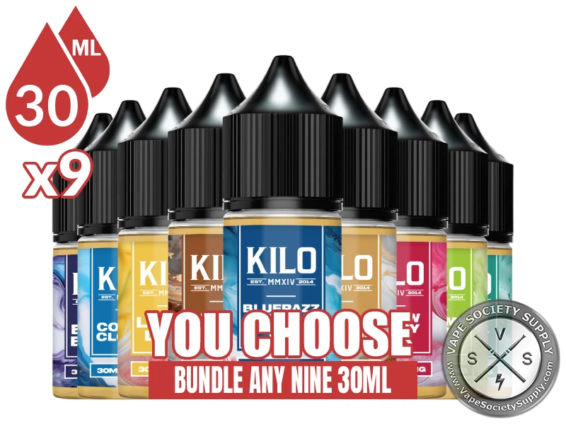 Kilo Salts Bundle 9x30ml (270ml): 9 bottles with a You Choose banner