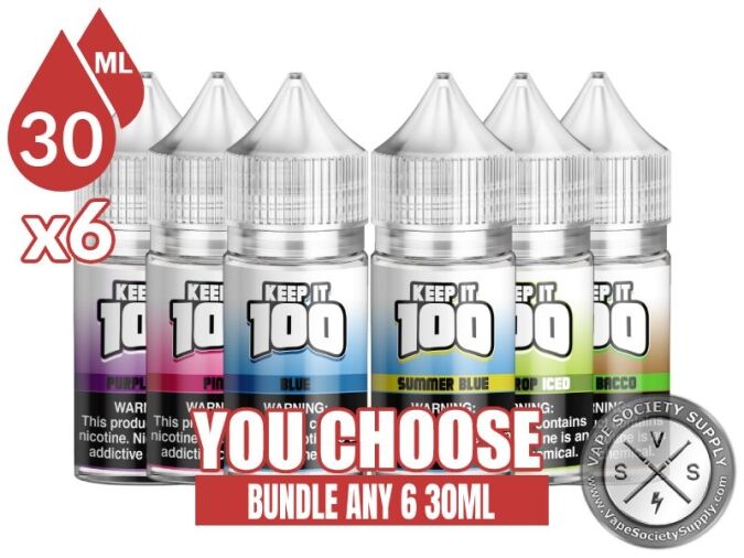 Keep It 100 Salt Bundle 6x30ml (180ml): 6 bottles with a You Choose banner