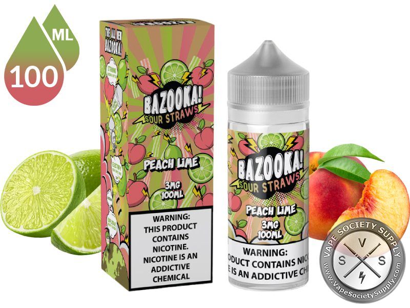 Peach Lime BAZOOKA SOUR STRAWS TFN