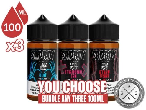 SadBoy E-Liquid Bundle 3x100ml (300ml): 3 bottles with a You Choose banner