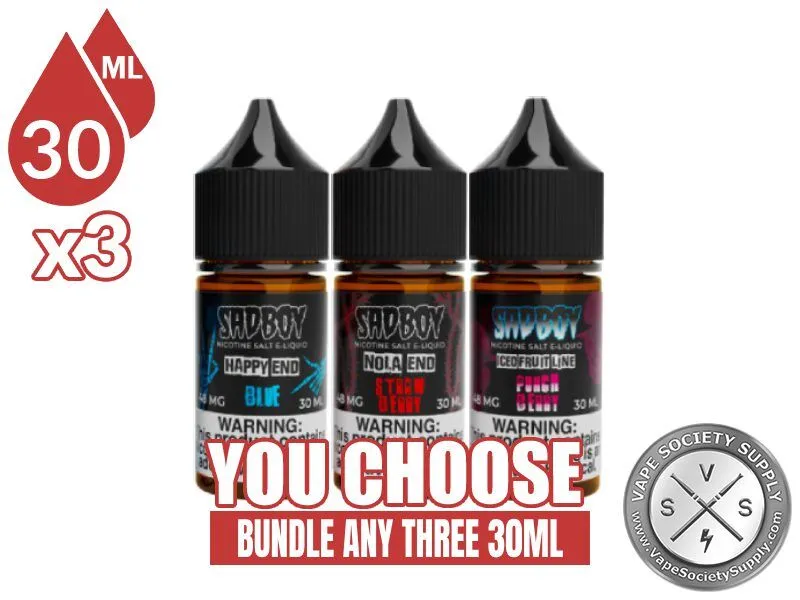 SadBoy Salts Bundle 3x30ml (90ml): 3 bottles with a You Choose banner