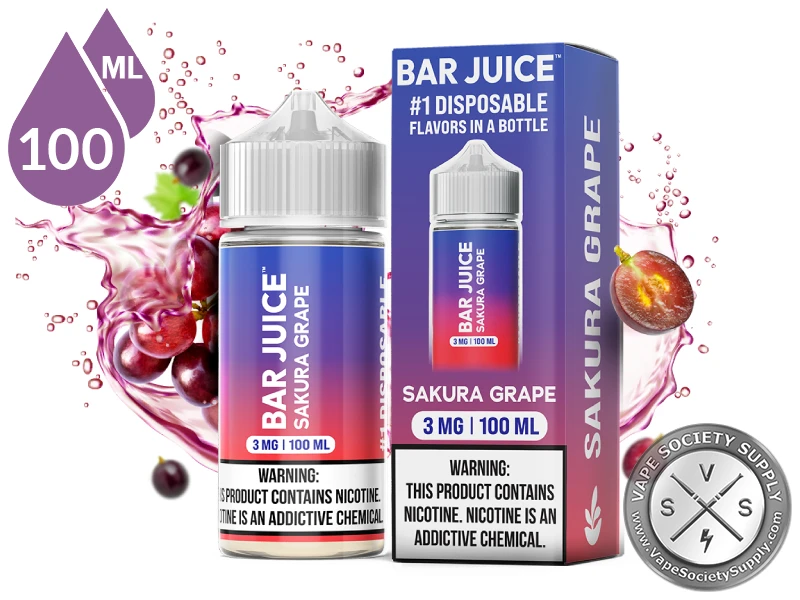 Sakura Grape by Bar Juice 100ml bottle and box with grapes