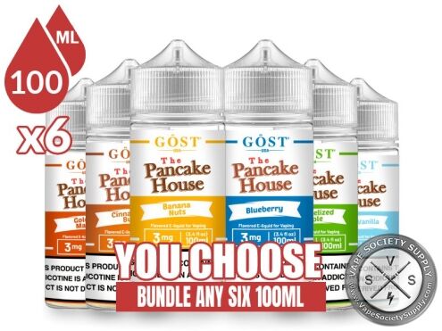 The Pancake House E-Juice Bundle 6x100ml (600ml): 6 bottles with a You Choose banner