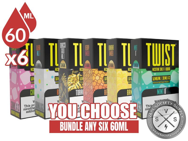 Twist Salt Bundle 6x60ml (360ml): 6 boxes with a You Choose banner